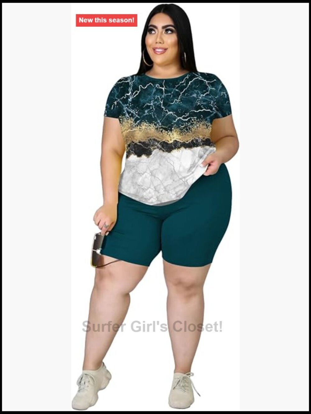 Plus Size Two Piece Sweatsuit Jogger Set Casual Print Shorts Tracksuit